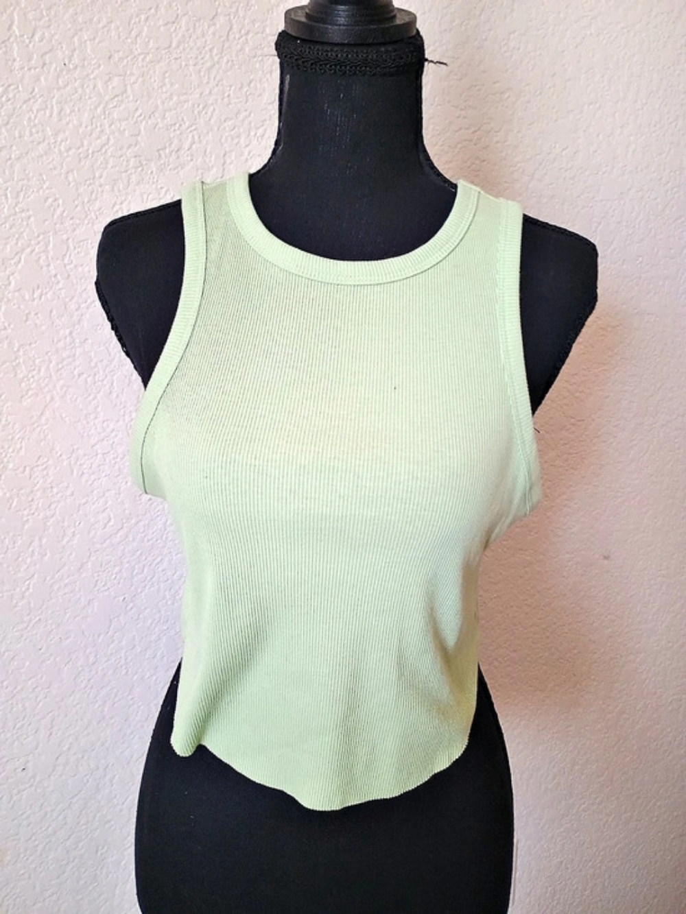 Wild Fable High-Neck Tiny Tank Top Ribbed Green Large